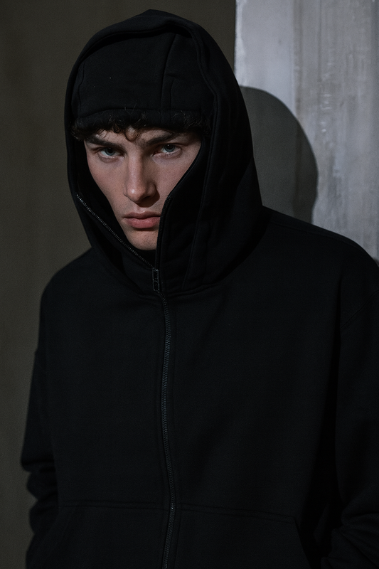 Phantom Techwear Zip Hoodie – Oversized Shiesty Streetwear Hoodie with Built-In Face Cover