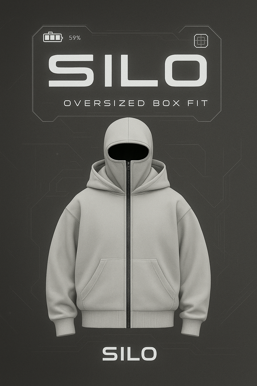 Phantom Techwear Zip Hoodie – Oversized Shiesty Streetwear Hoodie with Built-In Face Cover