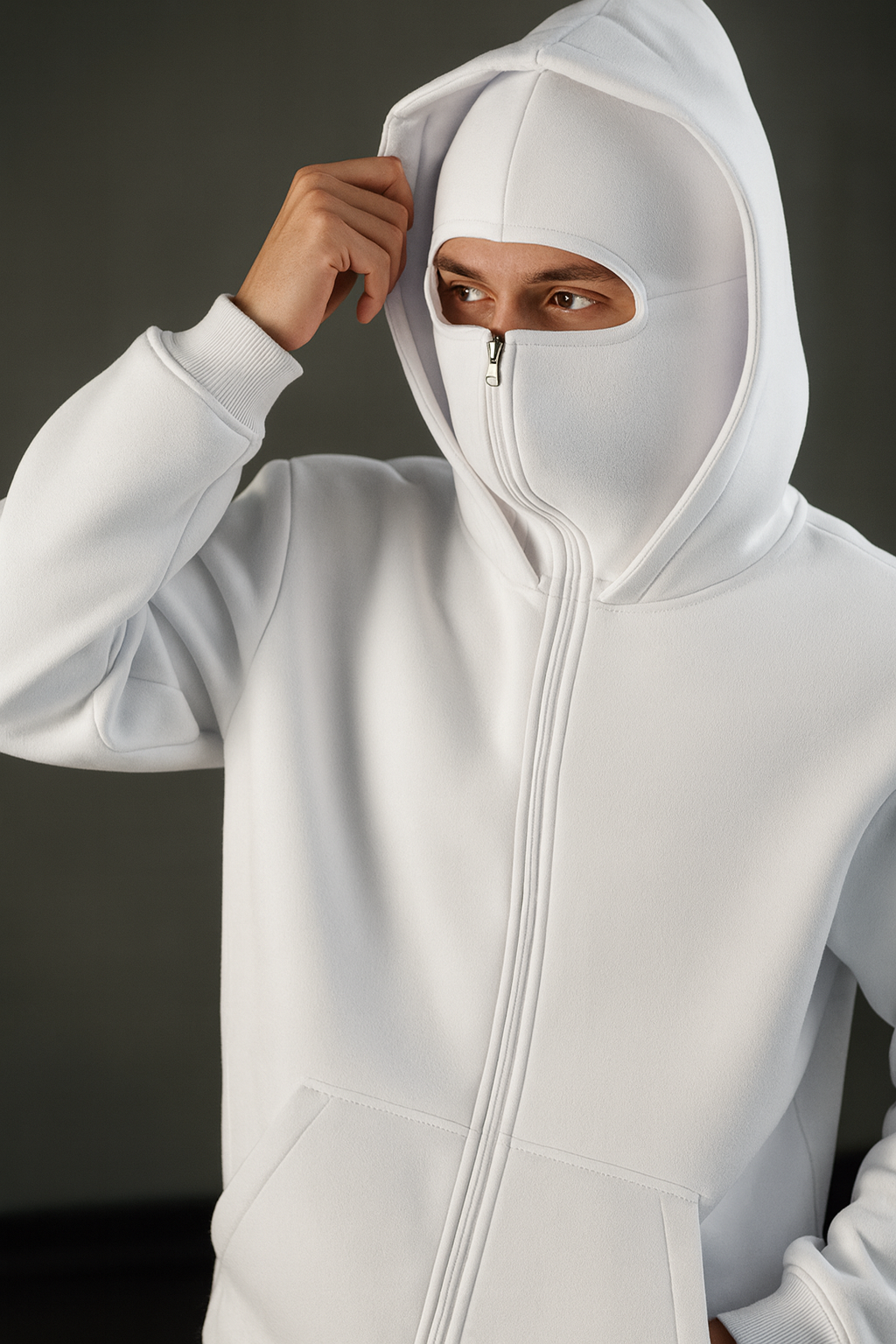 Phantom Techwear Zip Hoodie – Oversized Shiesty Streetwear Hoodie with Built-In Face Cover