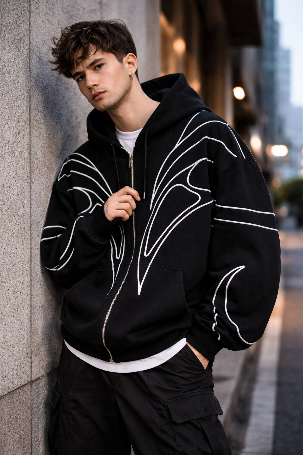 Phantom Trace Hoodie- loose cardigan hoodie