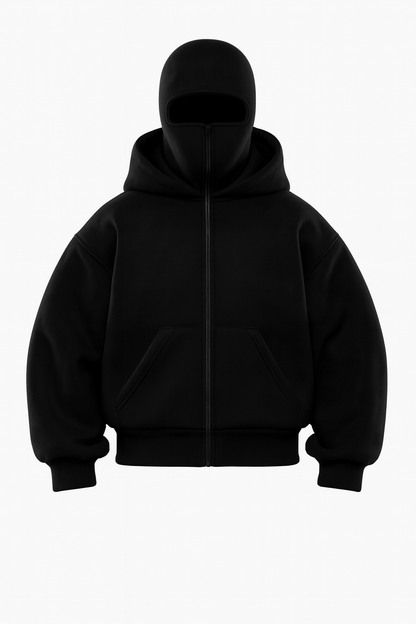 Phantom Techwear Zip Hoodie – Oversized Shiesty Streetwear Hoodie with Built-In Face Cover