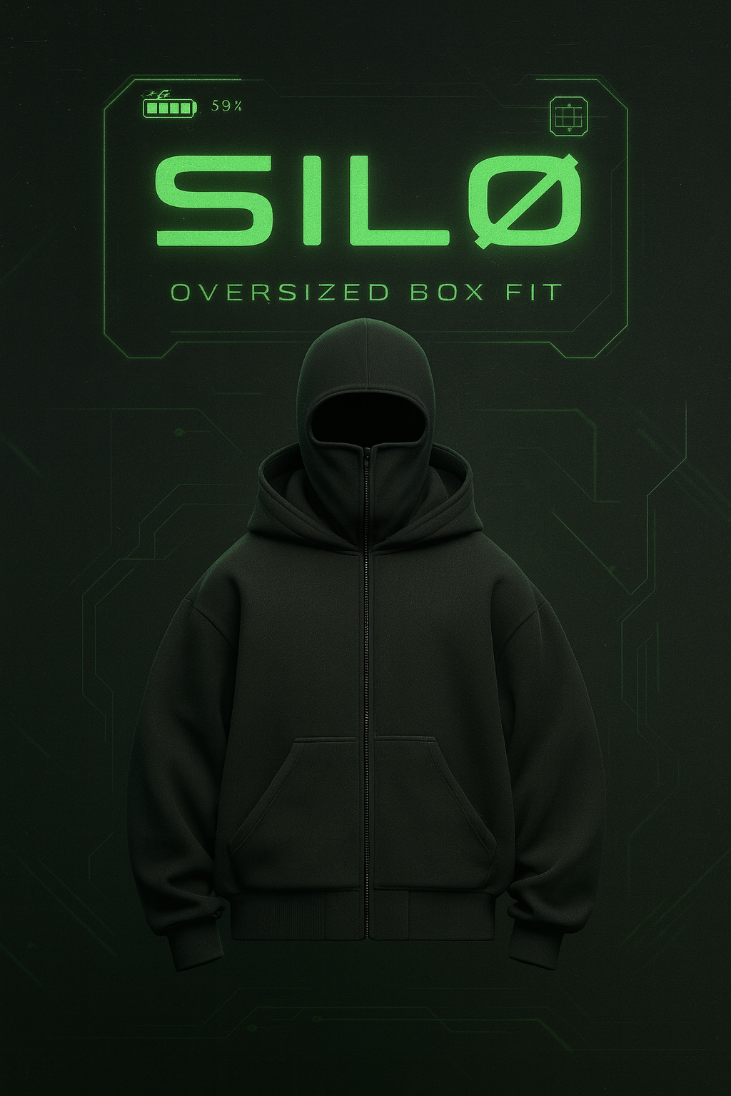 Phantom Techwear Zip Hoodie – Oversized Shiesty Streetwear Hoodie with Built-In Face Cover