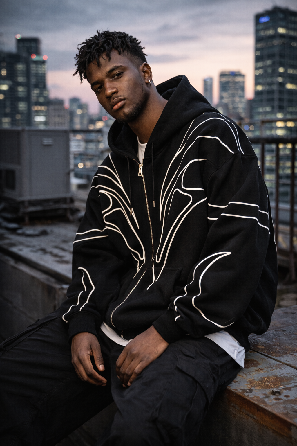 Phantom Trace Hoodie- loose cardigan hoodie